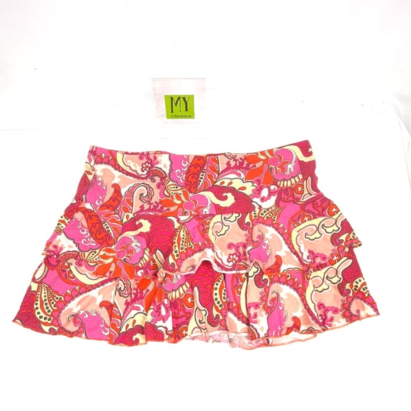 Express Paisley Ruffle Mini Skirt Women’s Size M – Pink Boho Floral Tiered Hem S - Picture 4 of 6